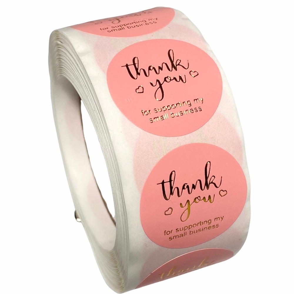 L Thank You Stickers 1" Round 500ct Labels Pink